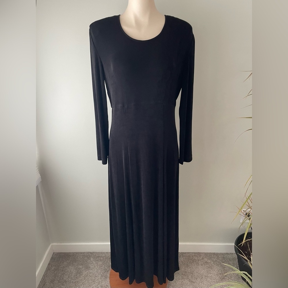 Vintage Joseph Ribkoff Maxi Dress Long Sleeve Black Goth Gothic Union Label